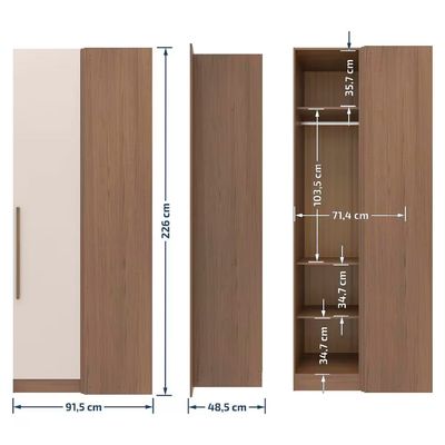 Guarda-roupa Modulado Queen Lugano 10 Portas, 6 Gavetas e 14 Prateleiras 6 Peças Avelã/Cappuccino