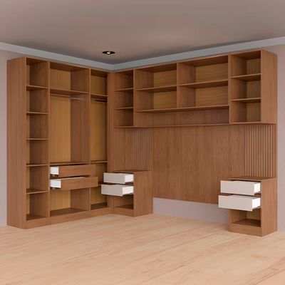 Guarda-roupa Modulado Queen Lugano 10 Portas, 6 Gavetas e 14 Prateleiras 6 Peças Avelã/Cappuccino