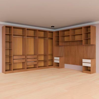 Guarda-roupa Modulado Casal Ponte 140 Lugano 14 Portas 9 Gavetas 17 Prateleiras com 7 Peças Avelã/Cappuccino
