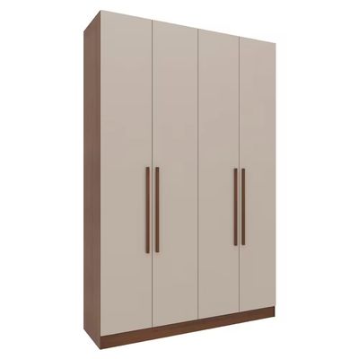 Guarda-roupa Modulado Canto Reto de Casal Bartira Lugano 8 Portas 5 Gavetas 11 Prateleiras 4 Peças Avelã/Cappuccino