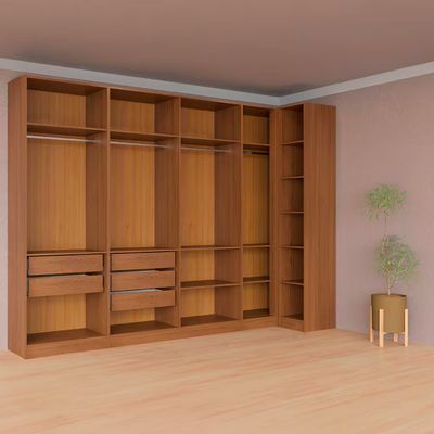 Guarda-roupa Modulado Canto Reto de Casal Bartira Lugano 8 Portas 5 Gavetas 11 Prateleiras 4 Peças Avelã/Cappuccino