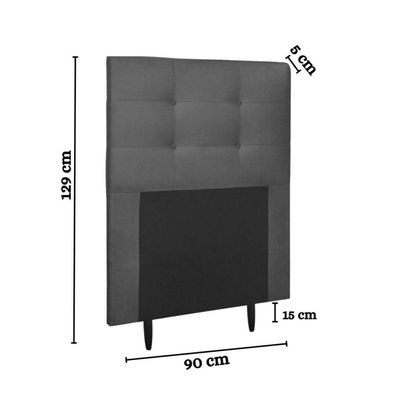 Cabeceira Estofada Cama Solteiro 90 Cm Helena Suede Cinza