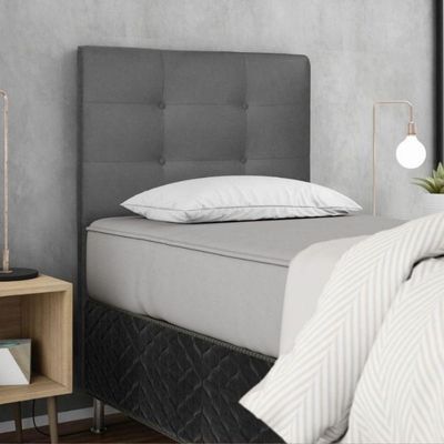 Cabeceira Estofada Cama Solteiro 90 Cm Helena Suede Cinza
