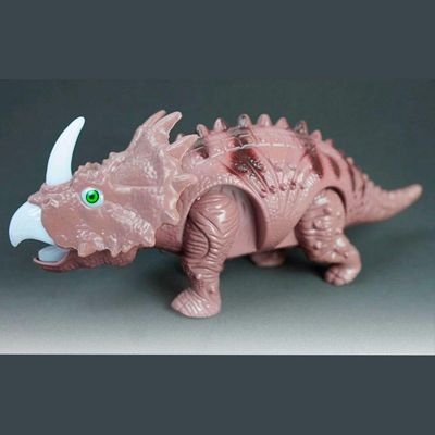 Brinquedo Dinossauro Tricerátops Com Movimento Som Luzes Led Marrom