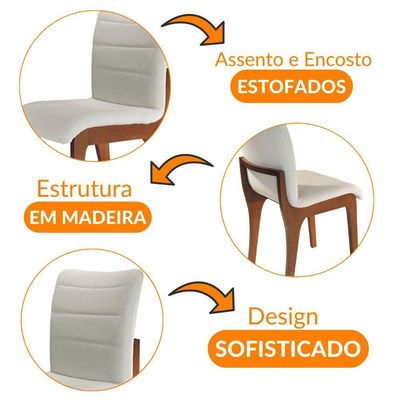 Conjunto Com 2 Cadeiras Para Mesa De Jantar Bella Mobillare Imbuia/linho Coleção