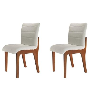 Conjunto Com 2 Cadeiras Para Mesa De Jantar Bella Mobillare Imbuia/linho Coleção