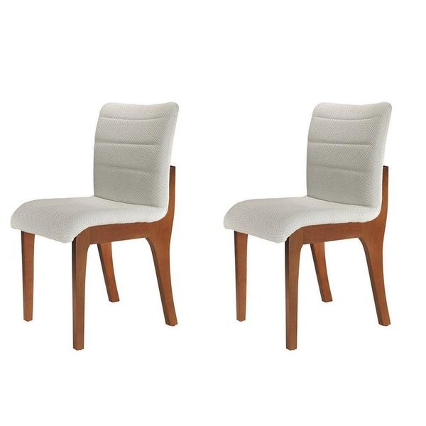 Conjunto Com 2 Cadeiras Para Mesa De Jantar Bella Mobillare Imbuia/linho Coleção