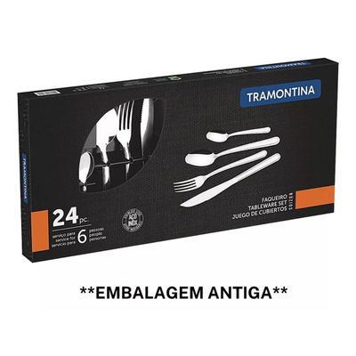 Faqueiro 24 Peças Luxo Jogo Talheres Em Aço Inox Tramontina