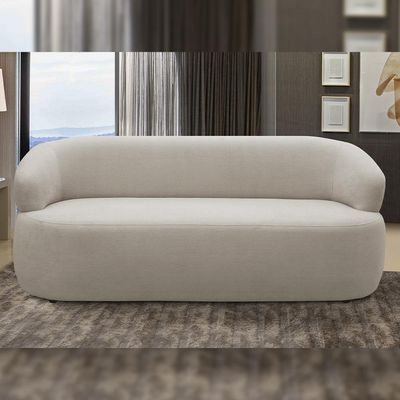 Sofá 3 Lugares Orgânico Sala de Estar Living 170cm Carmen F04 Bouclê Bege - Lyam Decor