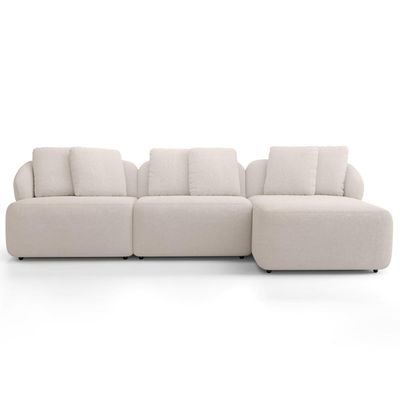 Sofá 4 Lugares com Chaise Direito Sala Living 294cm Arlo F04 Bouclê Bege - Lyam Decor