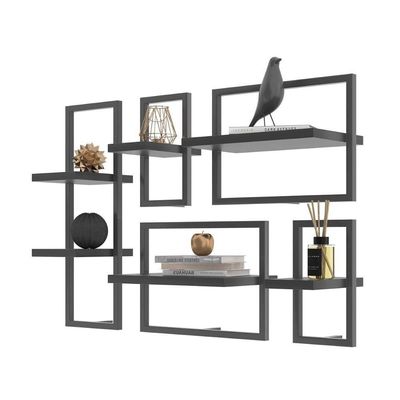 Conjunto 6 Prateleiras Industrial Preto - Pleno