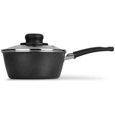Panela Essencial em Alumínio com Revestimento Interno Antiaderente e Tampa de Vidro com Saída de Vapor 16 cm Grafite Multiflon Grafite