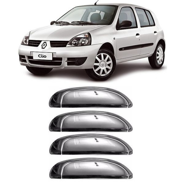Aplique Cromado Maçaneta Renault Clio 2000 à 2019 Logan 2007 à 2013 4 Portas