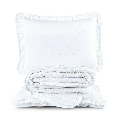 Cobre Leito Colcha Padrão Luar 3 Peças Branco - 100% Poliéster