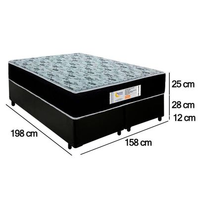 Cama Box Queen Bipartido Sintético + Colchão Molas Ensacadas Sereneprime Sonnolux 158x198x65 Cor:preto