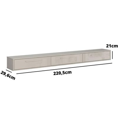 Rack Suspenso Bali Cm Sala De Estar-quarto - Lukaliam Móveis - Off White Perolizado