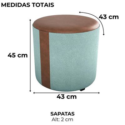 Puff Redondo Copenhage Corano Marrom Boucle Milani Store Azul