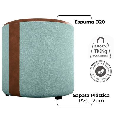 Puff Redondo Copenhage Corano Marrom Boucle Milani Store Azul