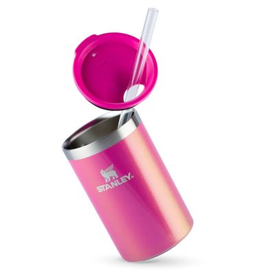 CAN COOLER STANLEY COM CANUDO EM AÇO INOXIDÁVEL 296ML ROSA DAZZLE PINK SHIMMER 08450-00