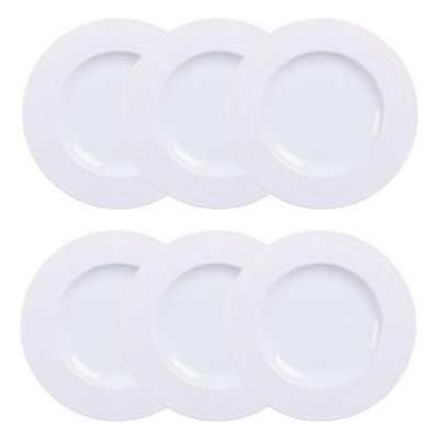 Jogo 6 Pratos de Sobremesa Branco Pratinho Porcelana 21cm Vibrare Tramontina
