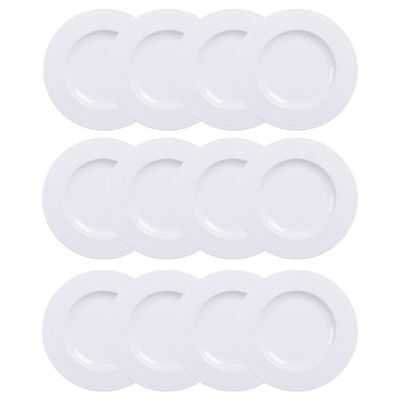 Jogo 12 Pratos Sobremesa Branco Pequeno Porcelana 21cm Tramontina Doces Tortas Vibrare