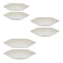 KIT LE CREUSET 6 PRATOS HEXAGON EM CERÂMICA 16 21 E 26CM MERINGUE