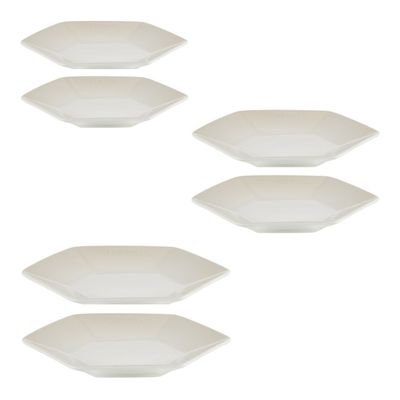KIT LE CREUSET 6 PRATOS HEXAGON EM CERÂMICA 16 21 E 26CM MERINGUE