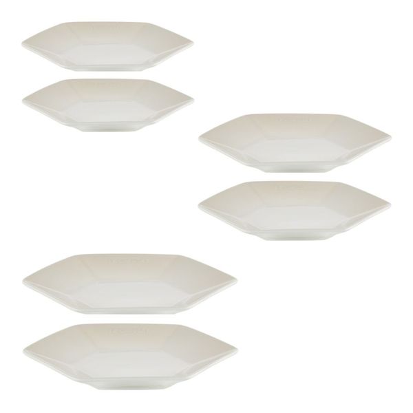 KIT LE CREUSET 6 PRATOS HEXAGON EM CERÂMICA 16 21 E 26CM MERINGUE