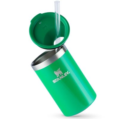 CAN COOLER STANLEY COM CANUDO EM AÇO INOXIDÁVEL 296ML VERDE CLOVER SHIMMER 08448-00