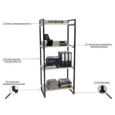 Kit 2 Estantes Estilo Industrial 60cm Snow Mpozenato