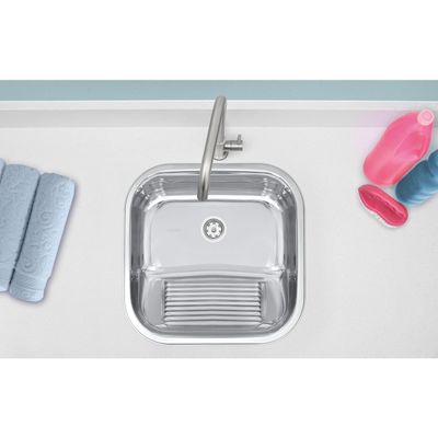 Tanque Tramontina Hera 25 L em Aço Inox Polido 40 x 40 cm com Válvula
