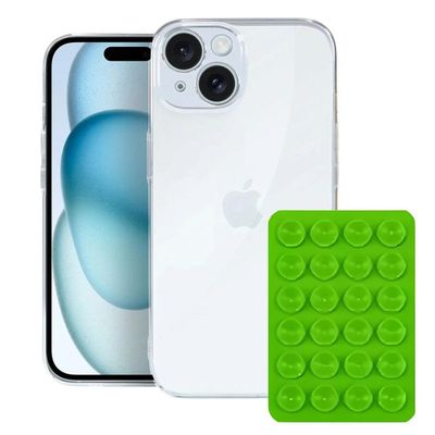 Kit Capa Crystal Slim para Iphone 15 + Ventosa VERDE Gshield