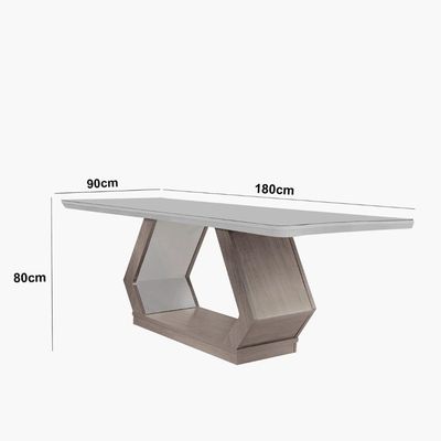 Mesa De Jantar Alvorada 180cm Com 6 Cadeiras Liz Moderna Veludo Creme/off White/imbuia