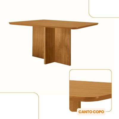 Mesa De Jantar Olímpia 120cm Tampo Mdf Canto Copo Naturalle