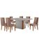 Mesa De Jantar Isadora 180cm Tampo Mdf Vidro Com 6 Cadeira Diane Linho Capuccino Off White Natural Serigueira