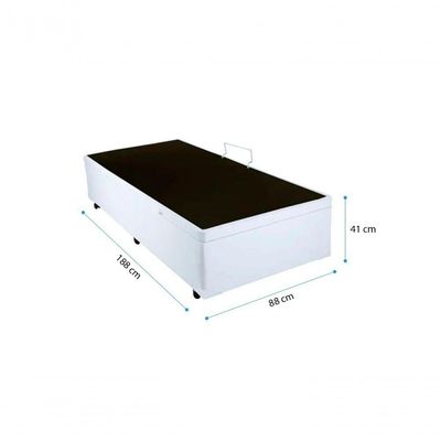 Cama Box Baú Solteiro 88 Sintético Branco Com Colchão Nazar Viscoeslástico D33 Cinza