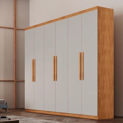 Guarda Roupa Casal Hera 6 Portas Rufato Naturalle Off White