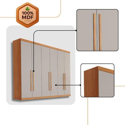 Guarda Roupa Casal Encanto 100% Mdf 6 Portas E 4 Gavetas Ruf Naturalle/off White