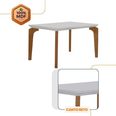 Conjunto Mesa Liz 120cm Com Vidro 4 Cadeiras Athenas Moderna Veludo Capuccino Off White Imbuia