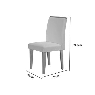 Conjunto Sala De Jantar Mesa Aida 180 Cm E 6 Cadeiras Lunara Vel.grafite Off White Imbuia Serig. Off