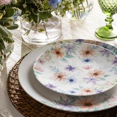 Jogo 6 Pratos de Sobremesa Porcelana Floral 21cm Tramontina Floratta Servir Doce Torta Padaria