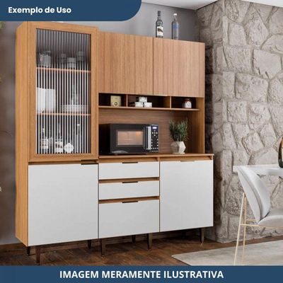 Armário De Cozinha Batrol Superiore 5 Portas 3 Gavetas Freijo Com Off White