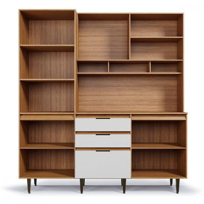 Armário De Cozinha Batrol Superiore 5 Portas 3 Gavetas Freijo Com Off White