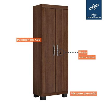 Armário Multiuso 2 Portas Com Chave Asteca Valdemóveis Chocolate