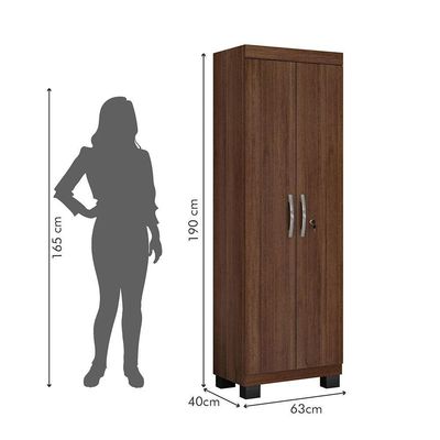 Armário Multiuso 2 Portas Com Chave Asteca Valdemóveis Chocolate