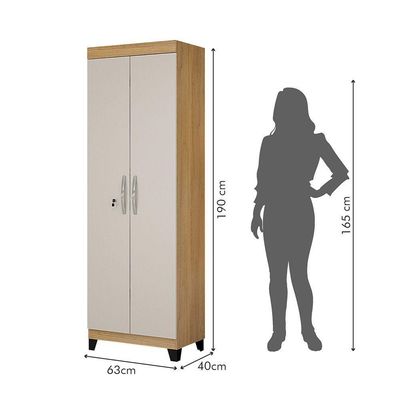 Armário Multiuso 2 Portas Com Chave Asteca Valdemóveis Cinamomo-off White