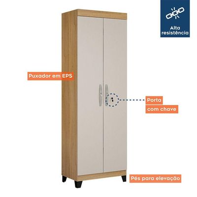 Armário Multiuso 2 Portas Com Chave Asteca Valdemóveis Cinamomo-off White