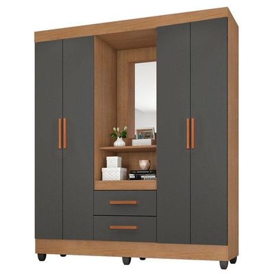 Guarda Roupa Casal Capela Ambiente Lite Nature Cinza – Móveis Leão
