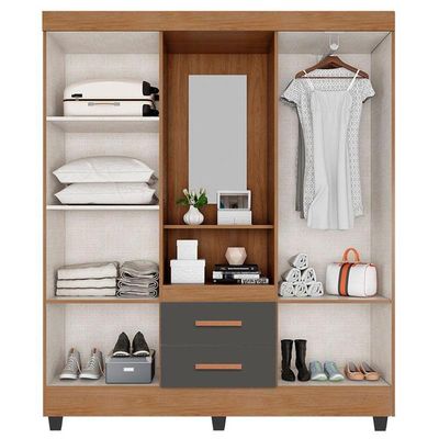 Guarda Roupa Casal Capela Ambiente Lite Nature Cinza – Móveis Leão