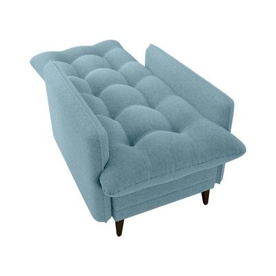 Poltrona De Amamentação Com Puff Luxo Confortável Montreal Matrix Boucle Azul